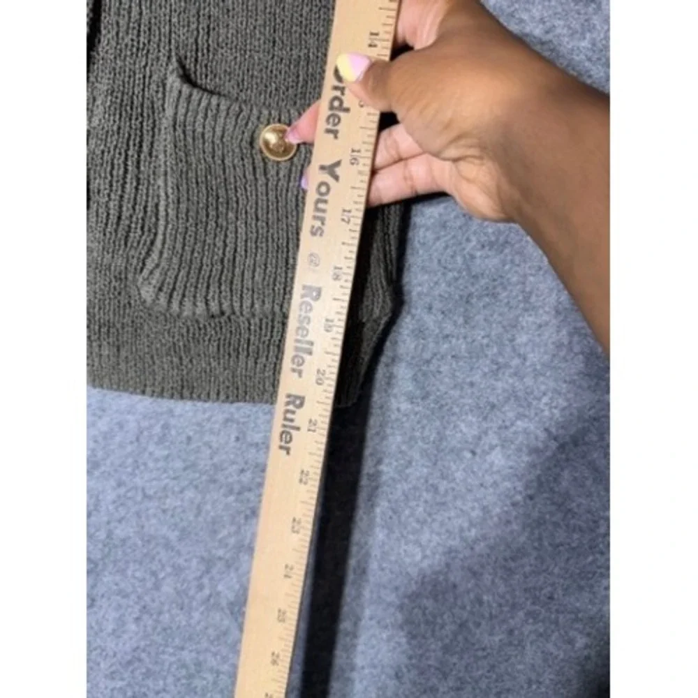 Song of Style Olive Green Knit Vest Gold Button Front Cardigan Sleeveless XS